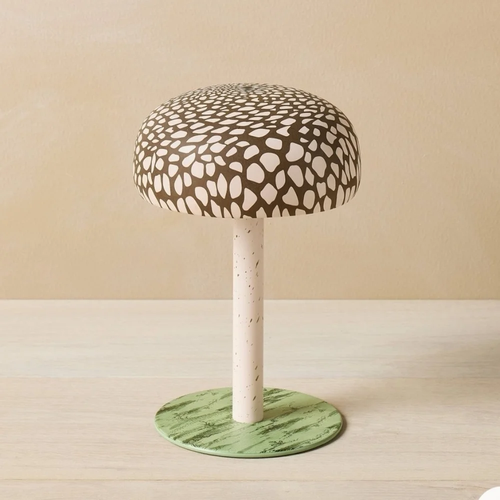 Mushroom Lamp John Derian Brown White Gnomecore Cordless Rechargable NWT - Picture 3 of 9